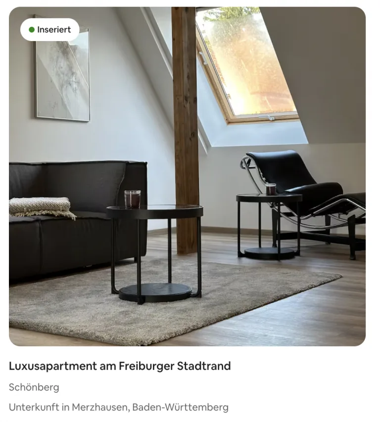 Wohnbereich des Luxusapartments bei Freiburg